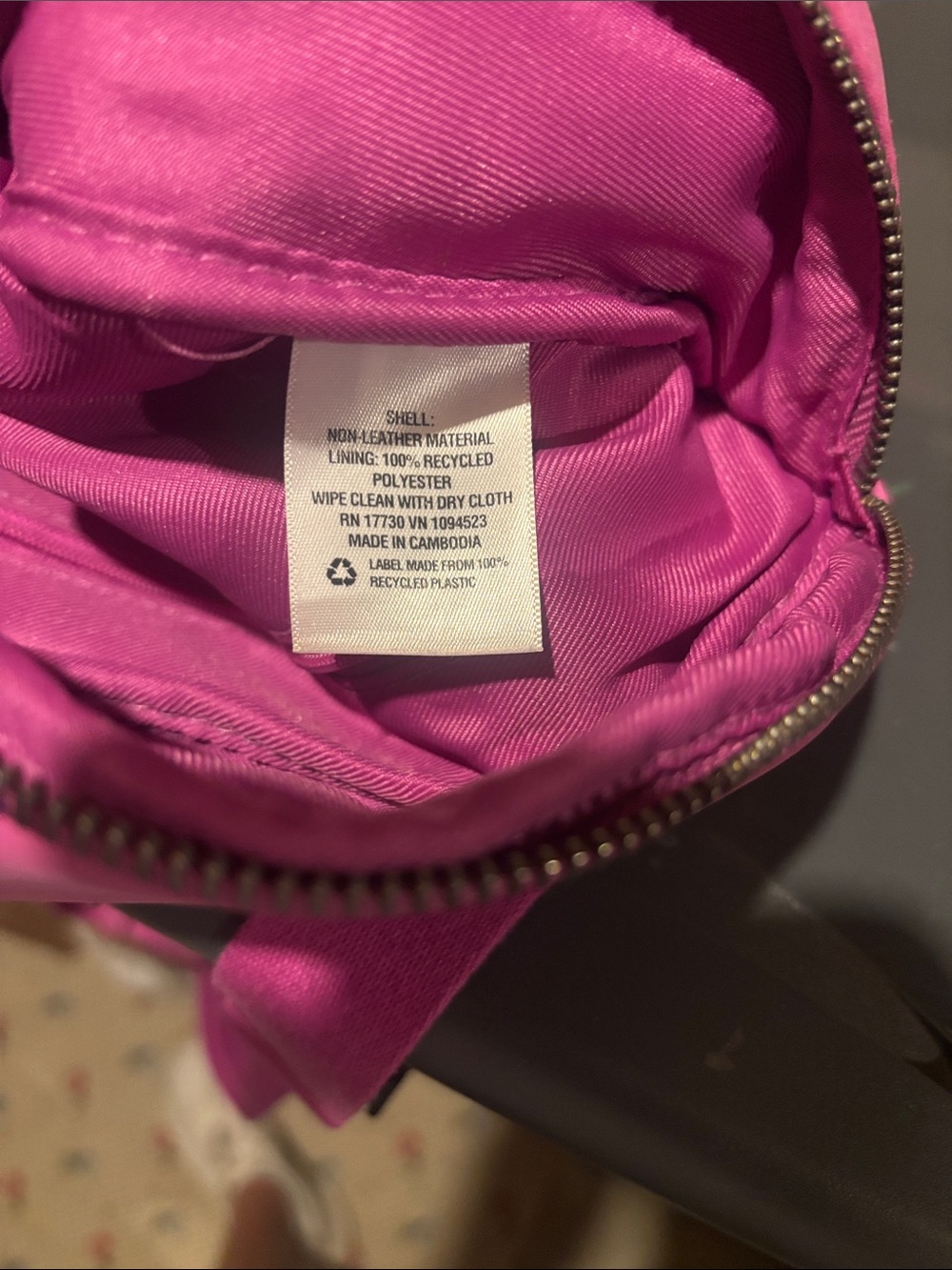 Fuchsia Pink Sling Bag - Minimal Crossbody Waist Pack - Picture 7 of 7